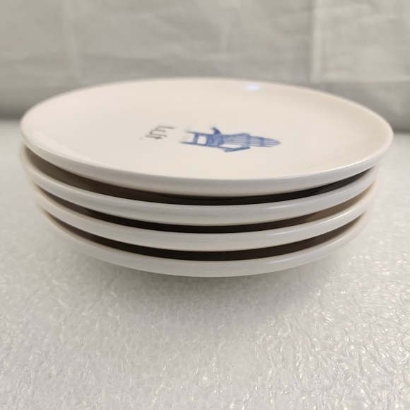 Set of 4 Rae Dunn Artisan Collection Rest Relax Porcelain Dessert Plates - Picture 4 of 9